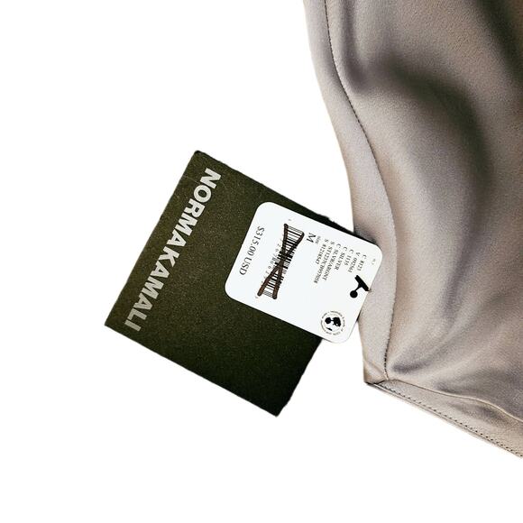 NWT Norma Kamali Silver Satin Halter Bias Overall Pants $315 Medium - Picture 5 of 11